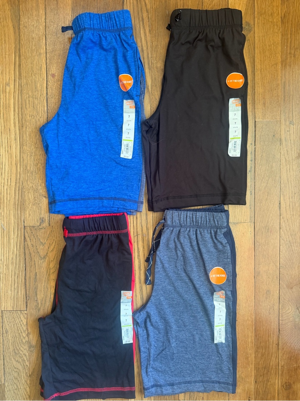 NWT Boys Active Athletic Drawstring Shorts Bundle- Blue, Black, Gray, Red